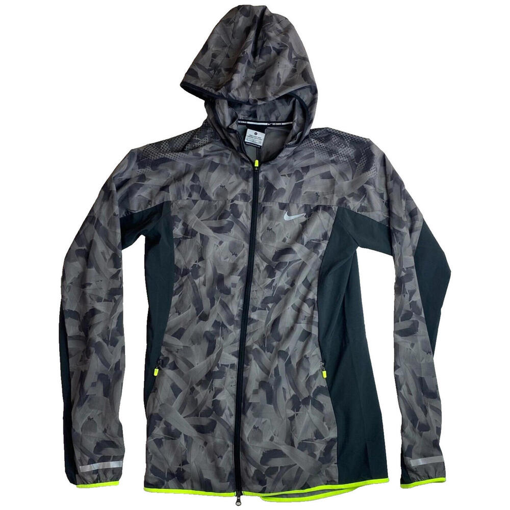 Nike Womens Feather Print Zip Up Lightweight Windbreaker Jacket Size Small Gray - Picture 1 of 5